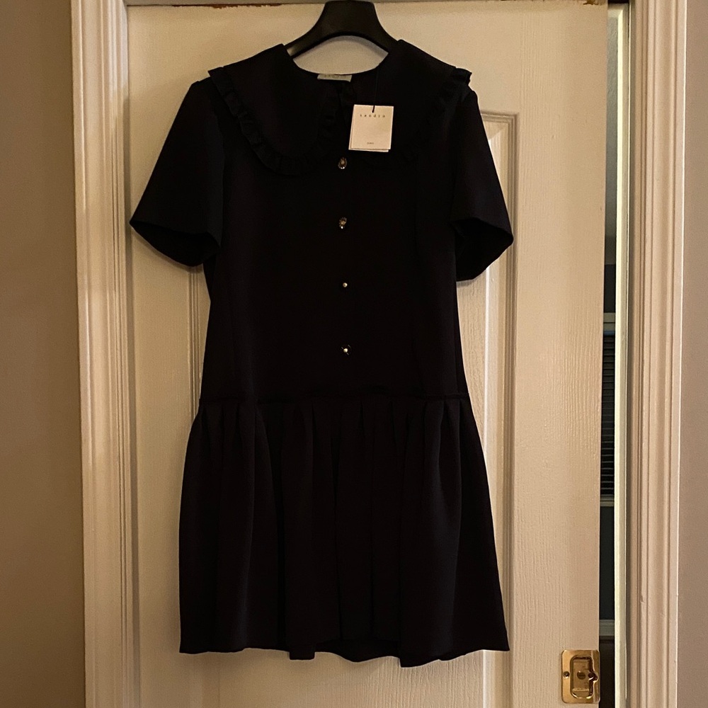 Sandro Black Dress with Ruffle Detail
